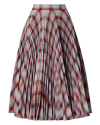 Calvin Klein 205W39nyc Pleated Checked Twill Midi Skirt