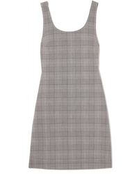 Grey Plaid Overall Dress