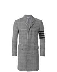 Thom Browne 4 Bar Prince Of Wales Check Wool High Armhole Chesterfield Overcoat
