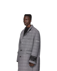 Off-White Grey Check Wool Volume Coat