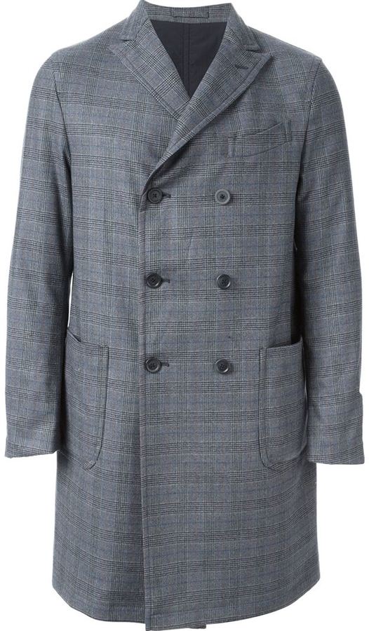 Lardini Checked Double Breasted Coat, $635 | farfetch.com | Lookastic