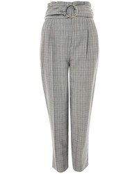 Topshop Check Paperbag Waist Trousers