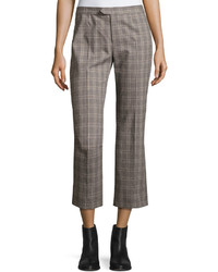 Etoile Isabel Marant Nerys Plaid Crop Pants Gray