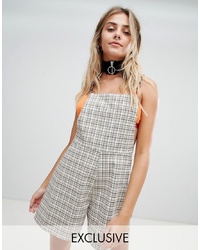 The Ragged Priest Playsuit In Check With Chain Straps