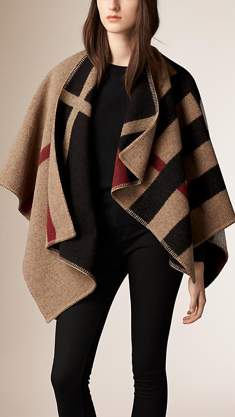 Burberry Check Wool And Cashmere Blanket Poncho, $1,495 | Burberry ...