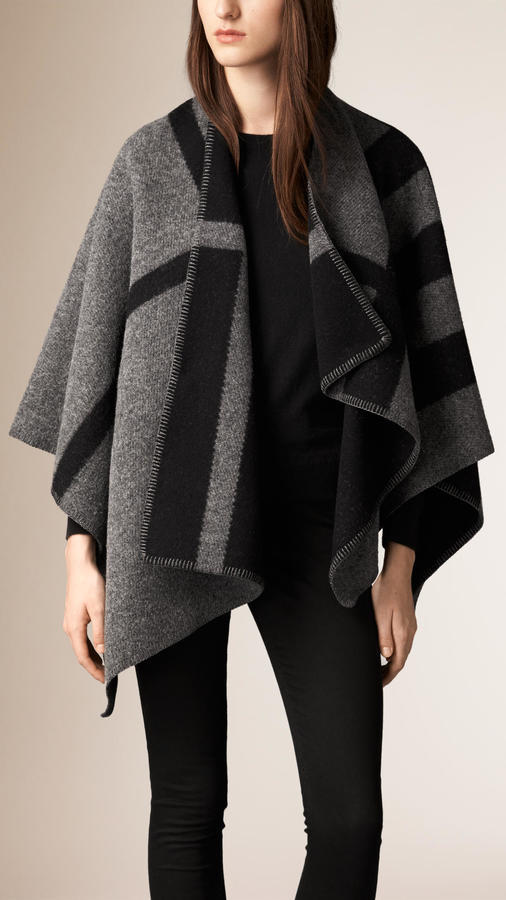 Burberry Check Wool And Cashmere Blanket Poncho, $1,495 | Burberry |  Lookastic