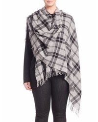 Eileen Fisher Plus Size Wool Cashmere Plaid Poncho