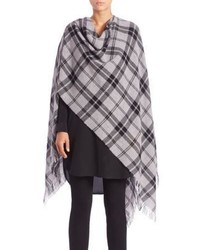 Eileen Fisher Wool Cashmere Plaid Poncho