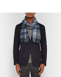 Begg Co Trevanny Checked Wool And Cashmere Blend Scarf