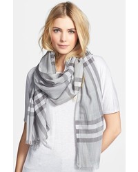 Burberry Giant Check Print Scarf Pale Grey Melange Check One Size One Size