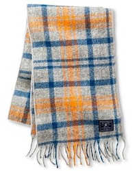 Faribault For Target Plaid Wool Scarf Heather Grey And Blue