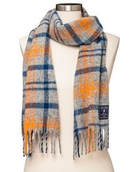 Faribault For Target Plaid Wool Scarf Heather Grey And Blue