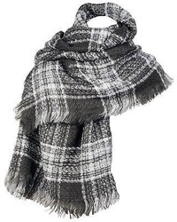 Wilsons Leather Grey And White Plaid Scarf Grey