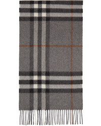 Burberry Grey Tan Cashmere Giant Check Scarf