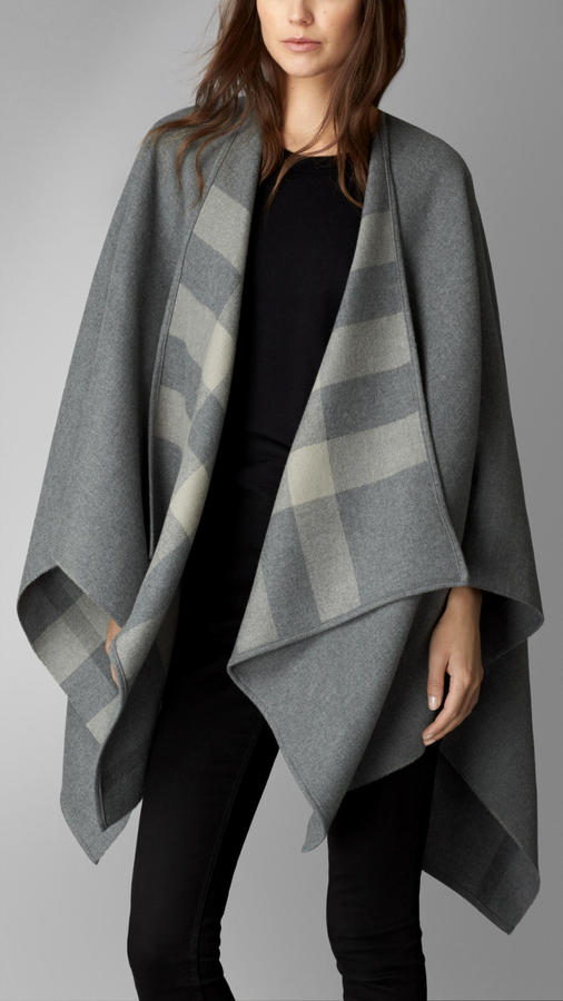 Burberry Check Lined Wool Wrap, $895 