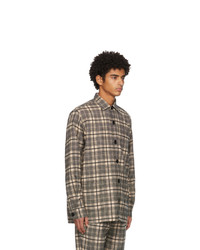 Schnaydermans Black And Khaki Wool Checked Over Shirt