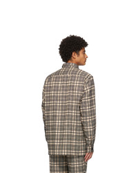 Schnaydermans Black And Khaki Wool Checked Over Shirt