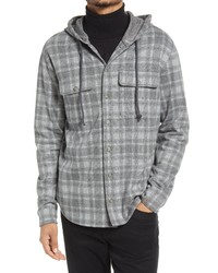 Vince Tonal Plaid Hooded Cotton Blend Shirt Jacket In Med H Greyh Grey At Nordstrom