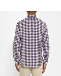 Canali Slim Fit Checked Linen Shirt