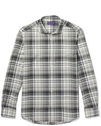 Ralph Lauren Purple Label Stewart Checked Cotton And Cashmere Blend Shirt