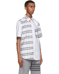 Thom Browne Grey Striped Straight Fit Short Sleeve Shirt