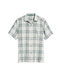 Grey Plaid Silk Short Sleeve Shirt