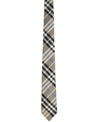 Burberry Taupe Silk Check Modern Cut Tie