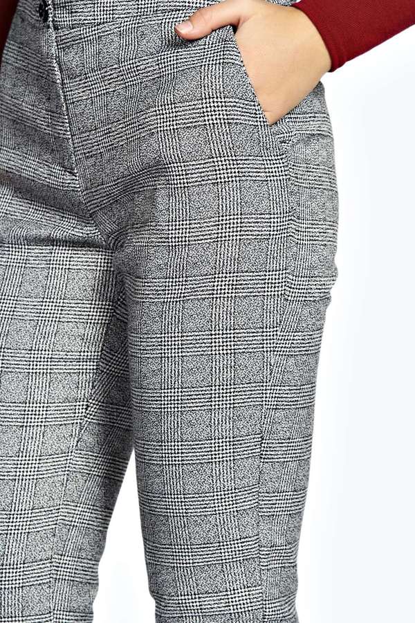 Boohoo Hazel Fine Check Woven Trouser, $37 | BooHoo | Lookastic