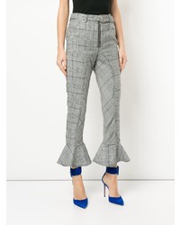 Self-Portrait Checked Flared Hem Trousers