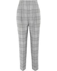 Temperley London Millie Prince Of Wales Check Wool And Mohair Blend Straight Leg Pants