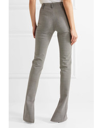Balenciaga Plaid Wool Blend Skinny Pants Gray