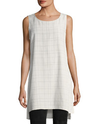 Eileen Fisher Sleeveless Plaid Twill Crepe Top