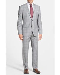 BOSS HUGO BOSS Jamessharp Trim Fit Plaid Suit Medium Grey 40r