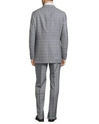 Hickey Freeman Button Front Plaid Suit