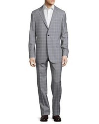 Hickey Freeman Button Front Plaid Suit