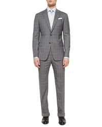 Armani Collezioni G Line Plaid Two Piece Suit Grayblue