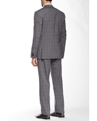 Vince Camuto Gray Plaid Two Button Notch Lapel Slim Fit Wool Suit