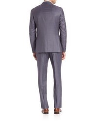 Isaia Grey Blue Plaid Suit