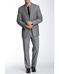 Hickey Freeman Grey Glen Plaid Two Button Notch Lapel Wool Suit