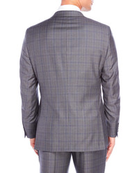 Hickey Freeman Grey Plaid Wool Suit