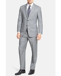 Hickey Freeman Beacon Classic Fit Plaid Suit Grey 40r