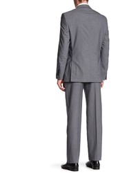 English Laundry Light Grey Plaid Two Button Notch Lapel Wool Suit