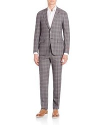 Isaia Plaid Two Button Wool Suit
