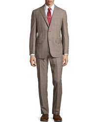 Ike Behar Two Piece Plaid Suit Gray Regular Length