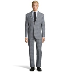 Saint Laurent Yves Grey Plaid Super 120s Wool 2 Button Glen Suit With Flat Front Pants