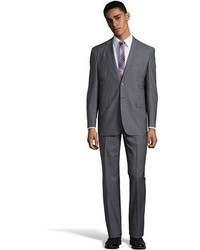 Saint Laurent Yves Grey Plaid Super 120s Wool 2 Button Suit With Flat Front Pants