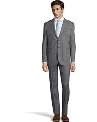 Saint Laurent Yves Grey Plaid Wool 2 Button Suit With Flat Front Pants