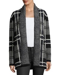 Soft Joie Shyah Plaid Open Front Cardigan Sweater Gray