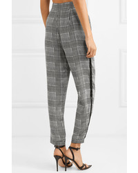 Fleur Du Mal Med Prince Of Wales Checked Silk Tapered Pants