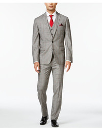 Ryan Seacrest Distinction Slim Fit Black And White Glen Plaid Vested Suit Only At Macys